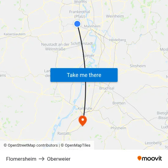 Flomersheim to Oberweier map
