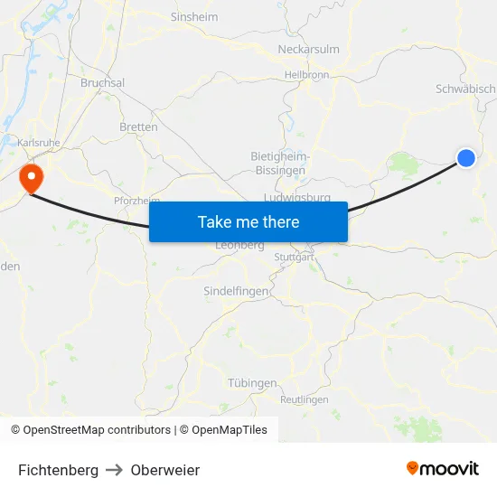 Fichtenberg to Oberweier map
