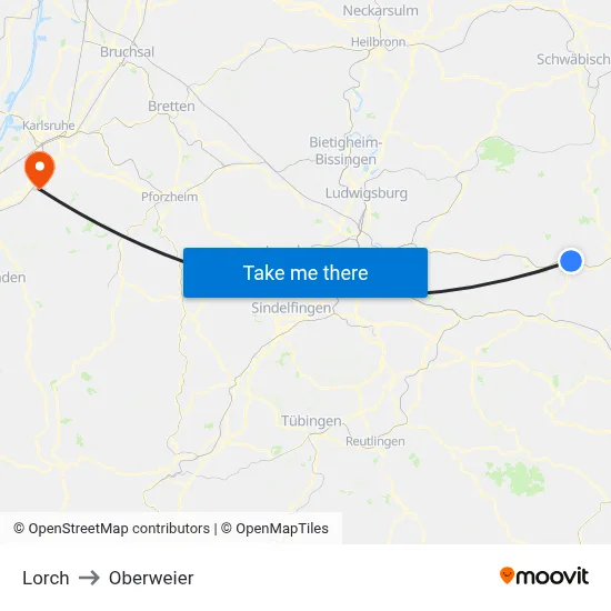 Lorch to Oberweier map