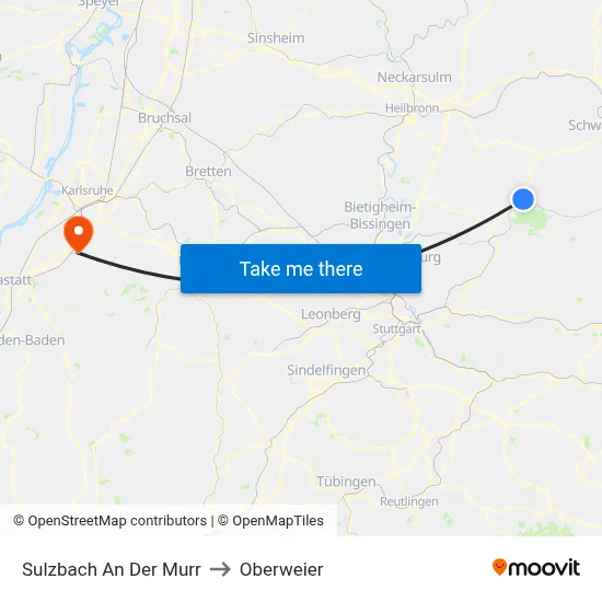 Sulzbach An Der Murr to Oberweier map