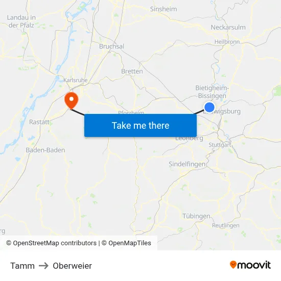 Tamm to Oberweier map