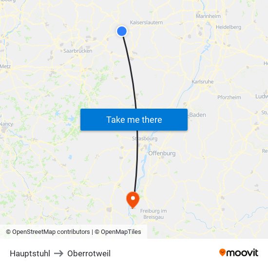Hauptstuhl to Oberrotweil map