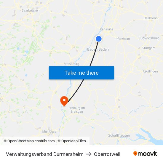 Verwaltungsverband Durmersheim to Oberrotweil map