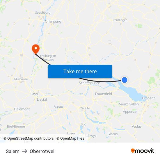 Salem to Oberrotweil map