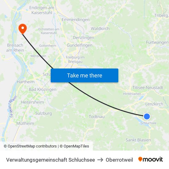 Verwaltungsgemeinschaft Schluchsee to Oberrotweil map