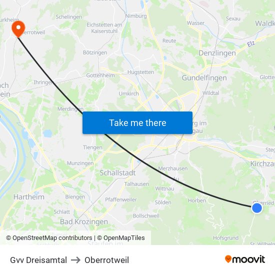 Gvv Dreisamtal to Oberrotweil map