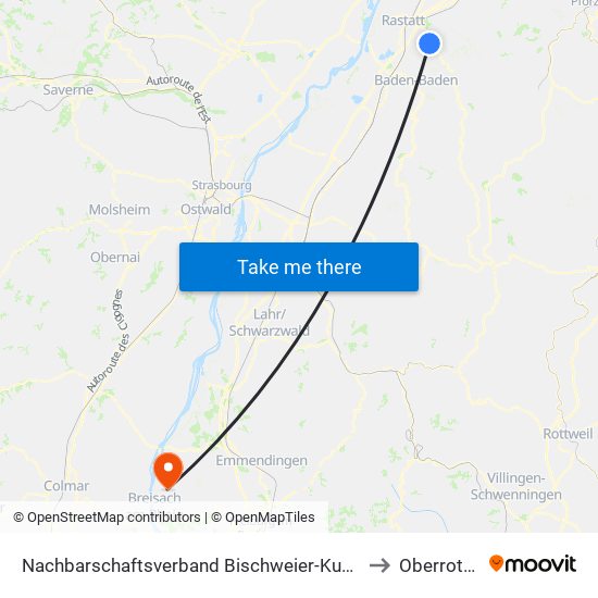 Nachbarschaftsverband Bischweier-Kuppenheim to Oberrotweil map