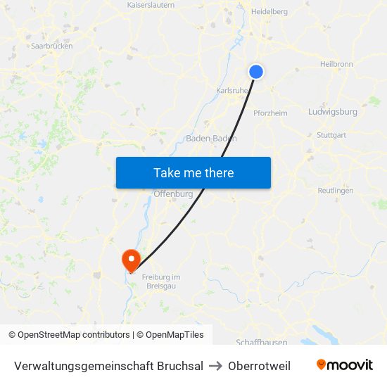 Verwaltungsgemeinschaft Bruchsal to Oberrotweil map