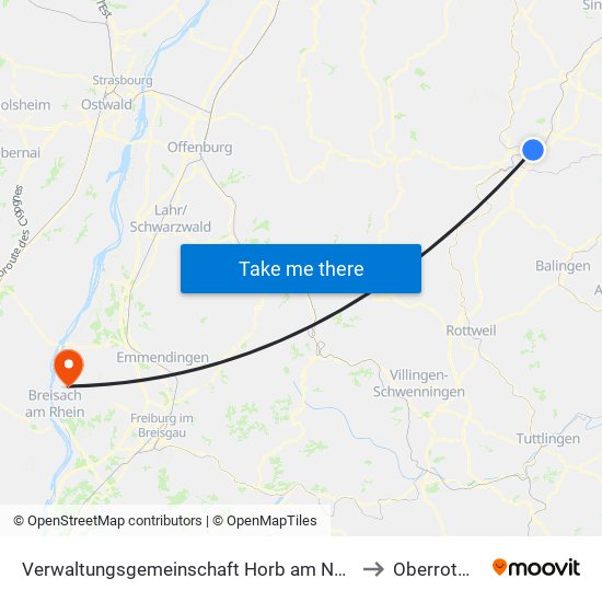 Verwaltungsgemeinschaft Horb am Neckar to Oberrotweil map