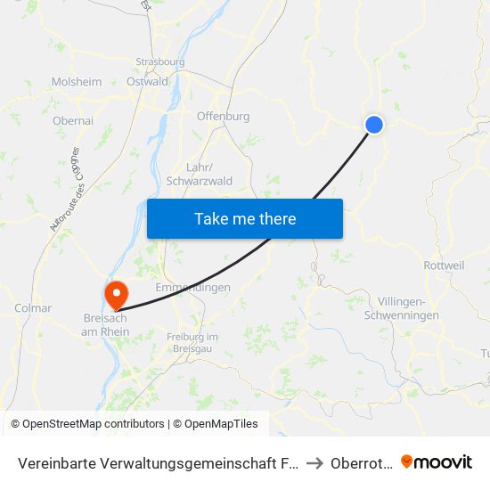 Vereinbarte Verwaltungsgemeinschaft Freudenstadt to Oberrotweil map