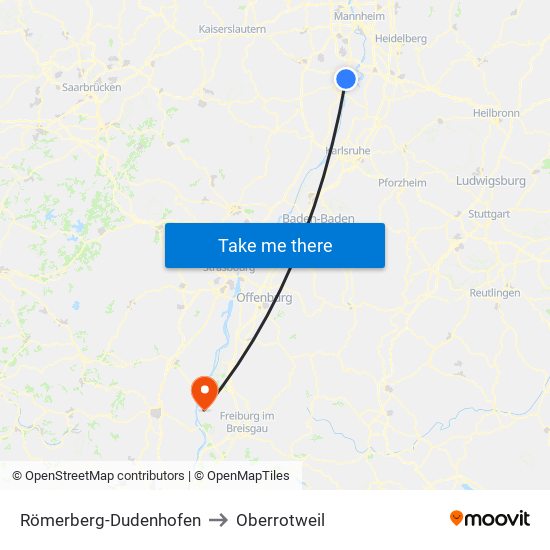 Römerberg-Dudenhofen to Oberrotweil map