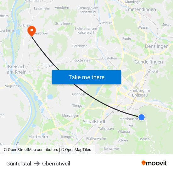 Günterstal to Oberrotweil map