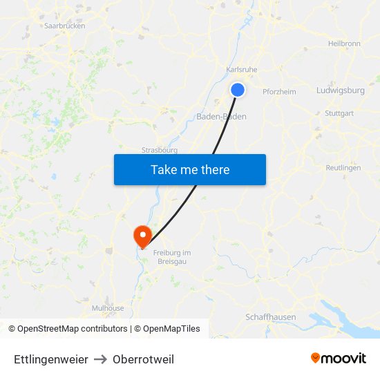 Ettlingenweier to Oberrotweil map