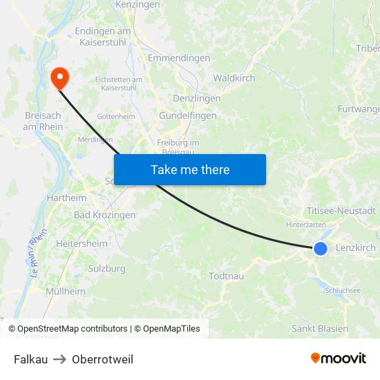 Falkau to Oberrotweil map