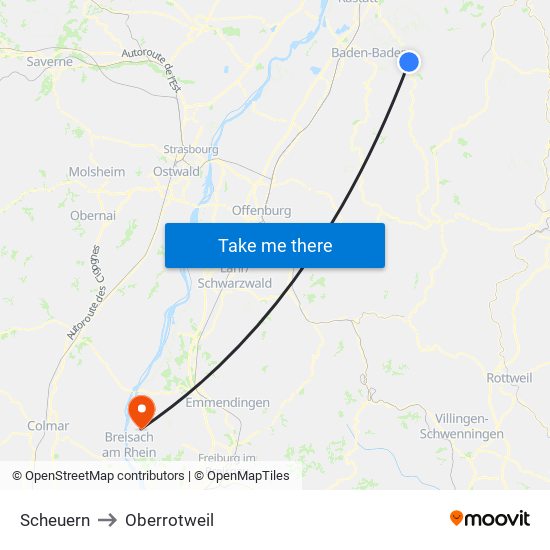 Scheuern to Oberrotweil map