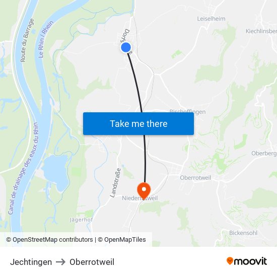 Jechtingen to Oberrotweil map