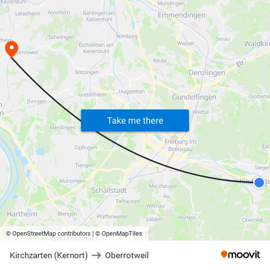 Kirchzarten (Kernort) to Oberrotweil map