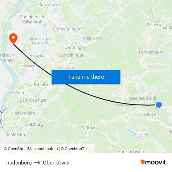 Rudenberg to Oberrotweil map