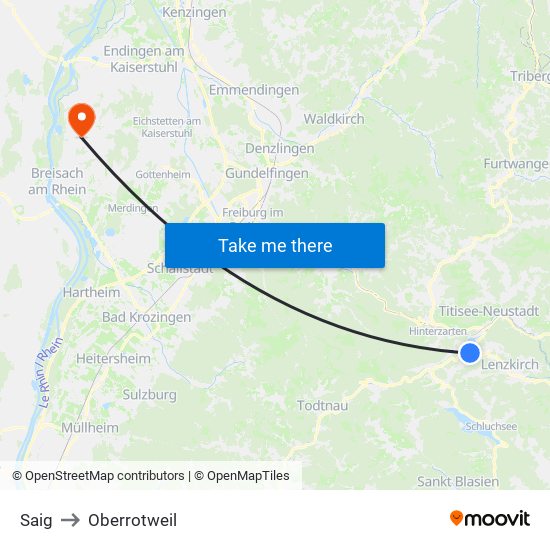 Saig to Oberrotweil map