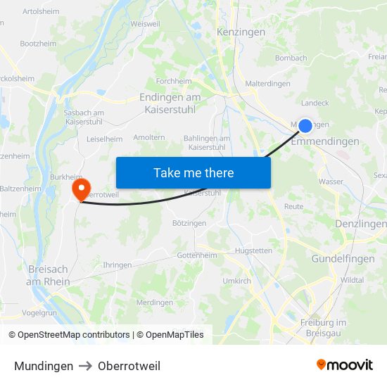 Mundingen to Oberrotweil map