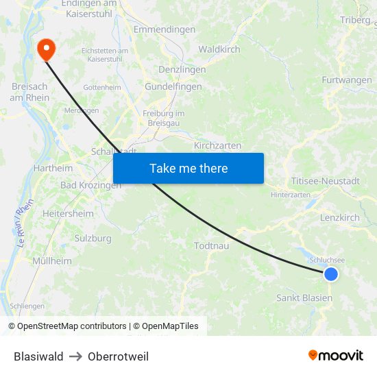 Blasiwald to Oberrotweil map