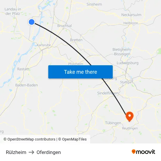 Rülzheim to Oferdingen map