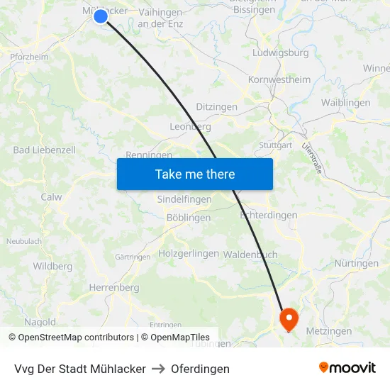 Vvg Der Stadt Mühlacker to Oferdingen map