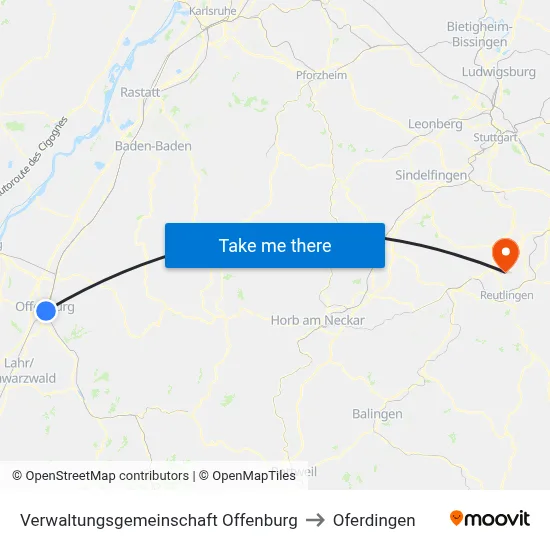 Verwaltungsgemeinschaft Offenburg to Oferdingen map