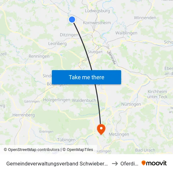 Gemeindeverwaltungsverband Schwieberdingen-Hemmingen to Oferdingen map