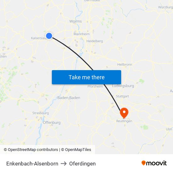 Enkenbach-Alsenborn to Oferdingen map