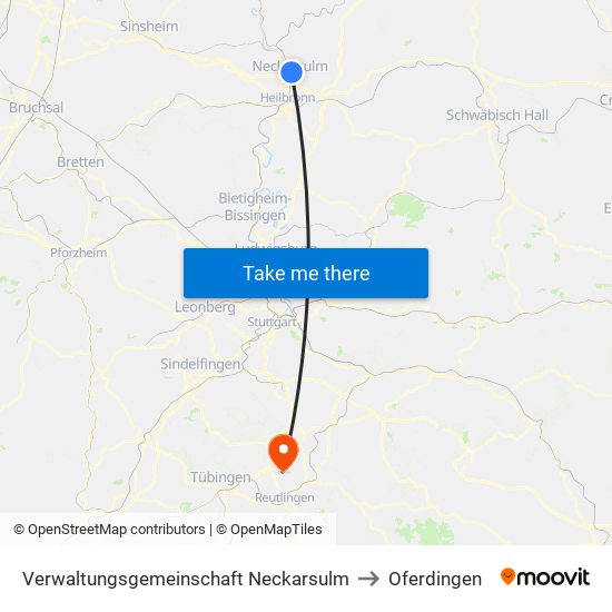Verwaltungsgemeinschaft Neckarsulm to Oferdingen map