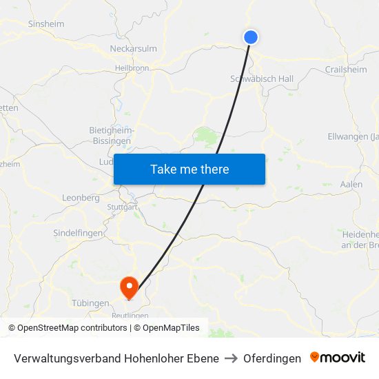 Verwaltungsverband Hohenloher Ebene to Oferdingen map