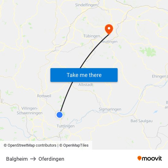 Balgheim to Oferdingen map