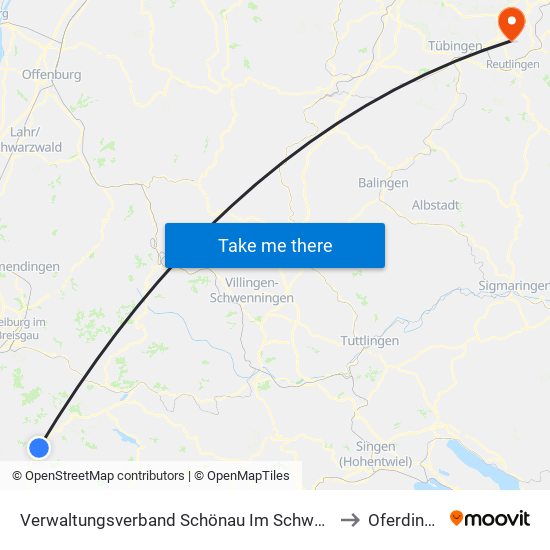 Verwaltungsverband Schönau Im Schwarzwald to Oferdingen map