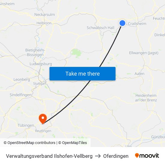 Verwaltungsverband Ilshofen-Vellberg to Oferdingen map