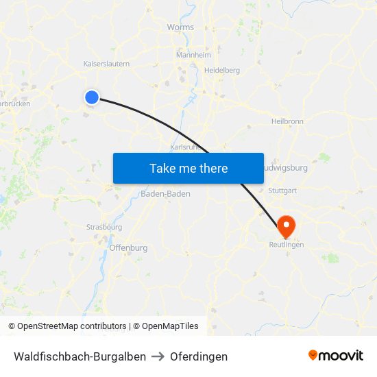 Waldfischbach-Burgalben to Oferdingen map