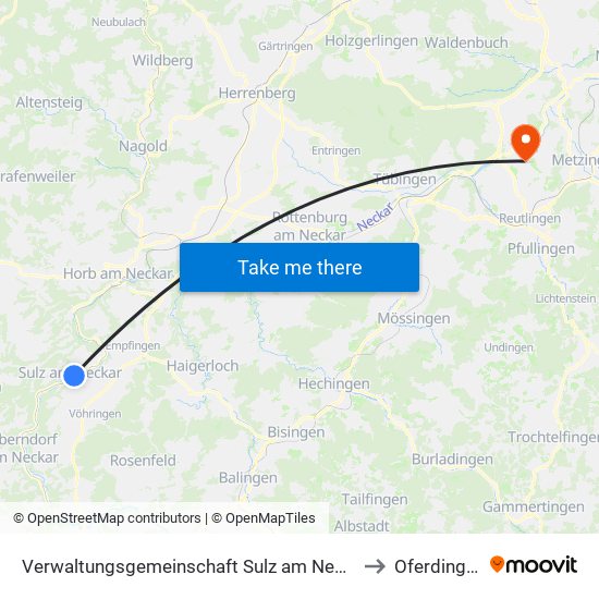 Verwaltungsgemeinschaft Sulz am Neckar to Oferdingen map