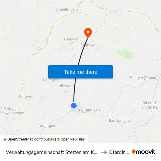 Verwaltungsgemeinschaft Stetten am Kalten Markt to Oferdingen map