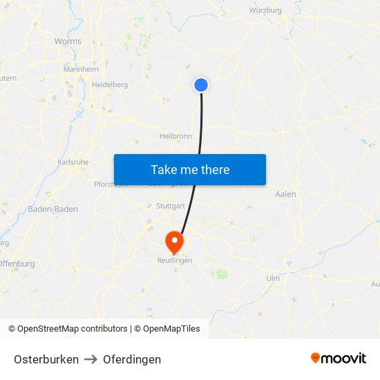 Osterburken to Oferdingen map