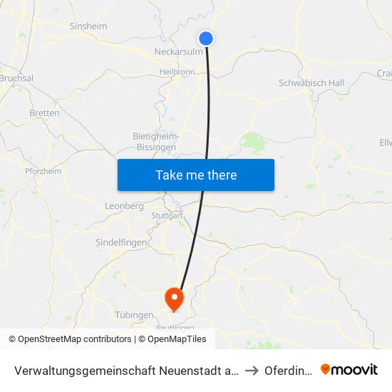 Verwaltungsgemeinschaft Neuenstadt am Kocher to Oferdingen map