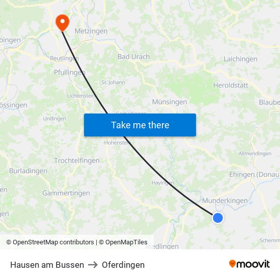 Hausen am Bussen to Oferdingen map