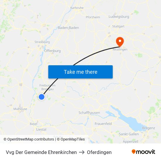 Vvg Der Gemeinde Ehrenkirchen to Oferdingen map