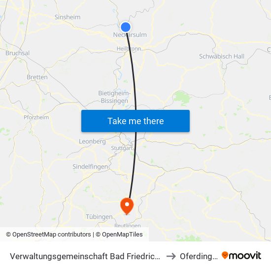 Verwaltungsgemeinschaft Bad Friedrichshall to Oferdingen map