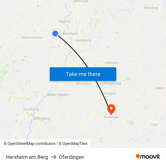 Herxheim am Berg to Oferdingen map