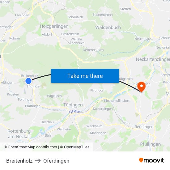Breitenholz to Oferdingen map