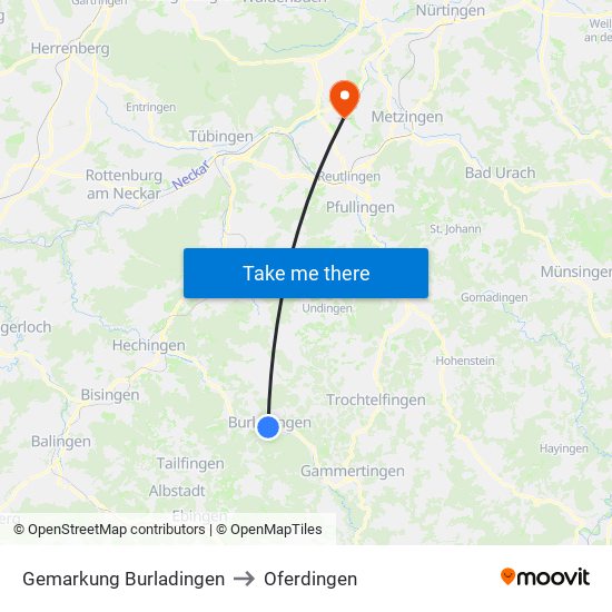 Gemarkung Burladingen to Oferdingen map