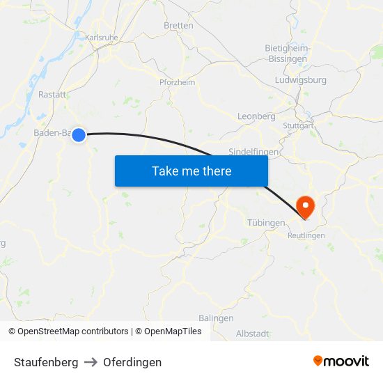 Staufenberg to Oferdingen map