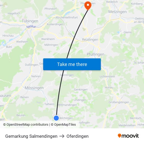 Gemarkung Salmendingen to Oferdingen map