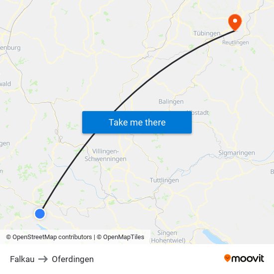 Falkau to Oferdingen map