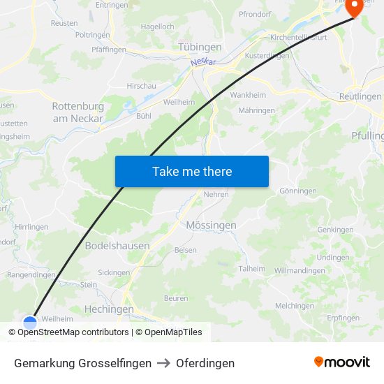 Gemarkung Grosselfingen to Oferdingen map